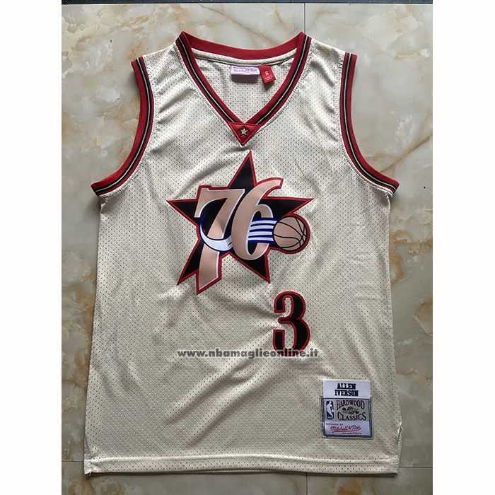 Maglia Philadelphia 76ers Allen Iverson No 3 Mitchell & Ness Bianco